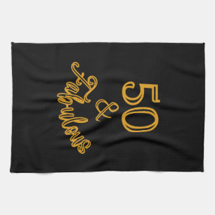 Black and Gold 50 and Fabulous  Kitchen Towel