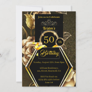 Black and Gold 50e anniversaire Invitation