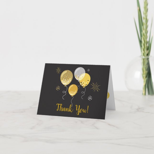 Black and Gold 50th Anniversary Carte de remerciem (Devant)