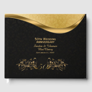 Black and Gold 50th Anniversary Custom Guest Book