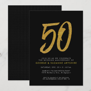Black and gold 50th anniversary party invitation