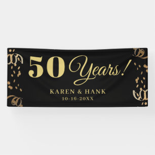 Black and Gold 50th Anniversary Party Personalized Banner