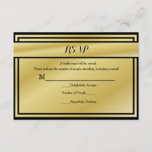 Black And Gold 50th Anniversary RSVP for Buffet Card