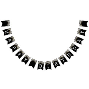 Black and Gold 50th Birthday Bunting Flags