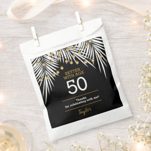 Black and Gold 50th Birthday Party Favour Bag