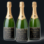 Black And Gold 50th Birthday Sparkling Wine Label<br><div class="desc">These black and gold sparkling wine labels make a perfect gift or favour! Easily edit the names and date. Check out our website www.wordsandconfetti.com for more !</div>