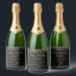 Black And Gold 50th Birthday Sparkling Wine Label<br><div class="desc">These black and gold sparkling wine labels make a perfect gift or favour! Easily edit the names and date. Check out our website www.wordsandconfetti.com for more !</div>