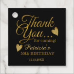 Black And Gold 50th Birthday Thank You  Favour Tags<br><div class="desc">50th birthday thank you favour tags in classy  gold typography  on black.</div>