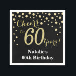 Black and Gold 60th Birthday Diamond Napkin<br><div class="desc">60th Birthday with Black and Gold Glitter Diamond Background. Gold Confetti. Adult Birthday. Male Men or Women Birthday. For further customization,  please click the "Customize it" button and use our design tool to modify this template.</div>