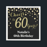 Black and Gold 60th Birthday Diamond Napkin<br><div class="desc">60th Birthday with Black and Gold Glitter Diamond Background. Gold Confetti. Adult Birthday. Male Men or Women Birthday. For further customization,  please click the "Customize it" button and use our design tool to modify this template.</div>