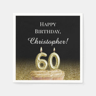 Black and Gold 60th Birthday Napkins