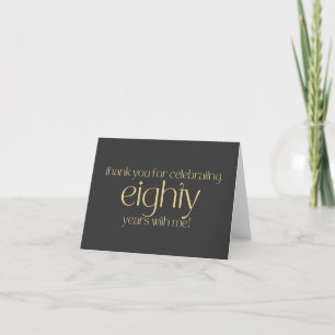 Black and Gold 80th Birthday Party Carte de remerc