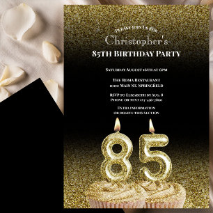 Black and Gold 85th Birthday Invitation For Him