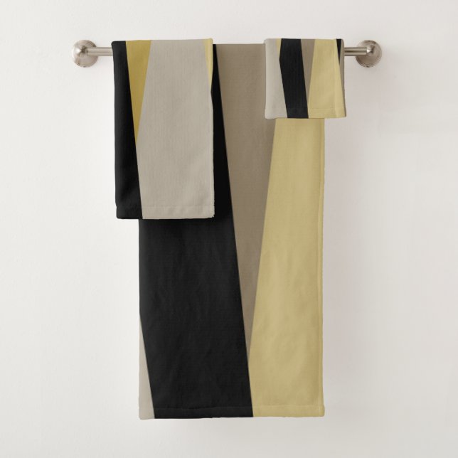 black and gold abstract bath towel set (Insitu)