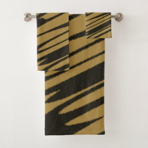 Black and Gold abstract Bath Towel Set