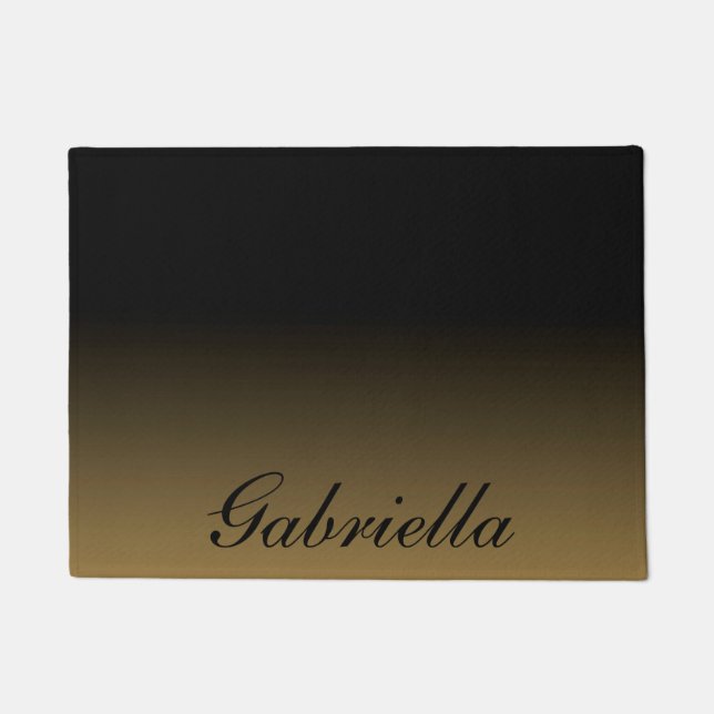 Black and Gold Abstract Doormat (Front)