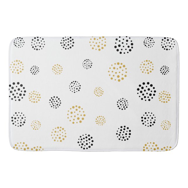 Black and gold abstract dots pattern bath mat (Front)