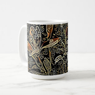 Black and Gold Abstract Floral Artsy Cup Mug
