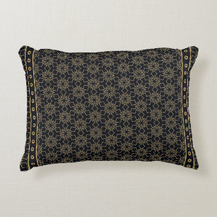 Black and gold abstract graphic pattern. Geometric Accent Pillow