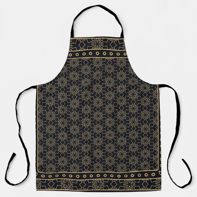 Black and gold abstract graphic pattern. Geometric Apron (Front)