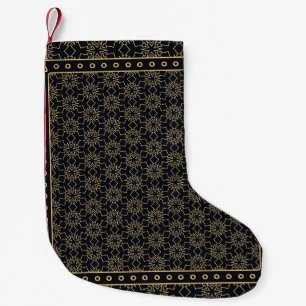 Black and gold abstract graphic pattern. Geometric Small Christmas Stocking