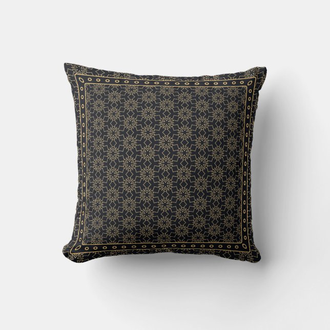 Black and gold abstract graphic pattern. Geometric Throw Pillow (Front)