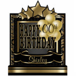 Black and Gold Abstract Happy 00th Birthday Standing Photo Sculpture<br><div class="desc">Table Topper Cutout. ⭐This Product is 100% Customizable. Graphics and / or text can be added, deleted, moved, resized, changed around, rotated, etc... ⭐99% of my designs in my store are done in layers. This makes it easy for you to resize and move the graphics and text around so that...</div>