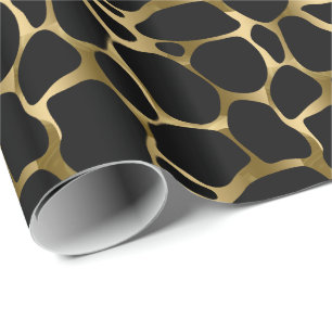 Black And Gold Abstract Leopard Pattern Wrapping Paper