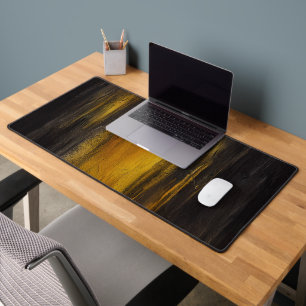 Black and Gold Abstract Pattern  Desk Mat