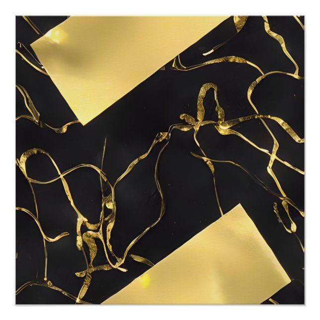 Black and Gold Abstract Pattern Poster (Front)