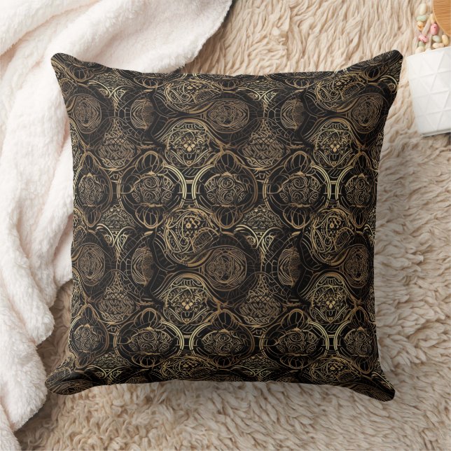 Black and gold abstract pattern  throw pillow (Blanket)