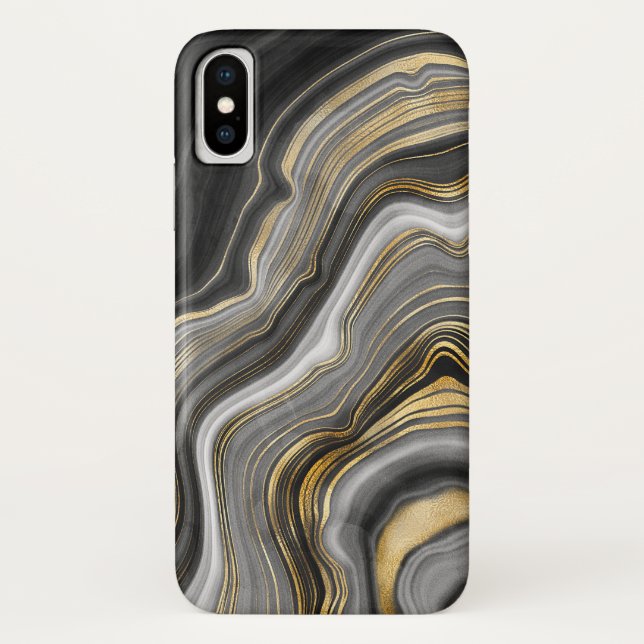 Black and gold abstract swirl Case-Mate iPhone case (Back)