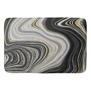 Black and Gold Agate Design Bath Mat