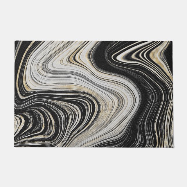Black and Gold Agate Design  Doormat (Front)