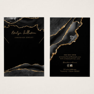 Black and gold agate necklace display card