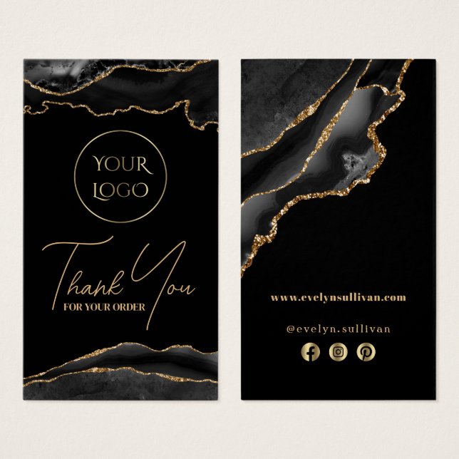 Black and gold agate package insert (Front & Back)