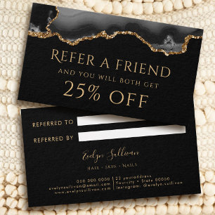 black and gold agate Referral Card