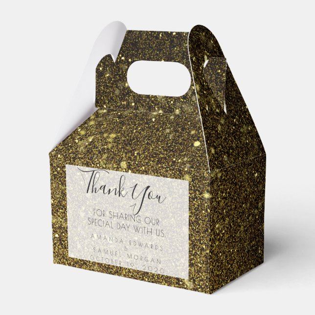 Black and Gold Agate  Wedding Favor Box (Front Side)