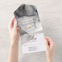 Black and Gold Alcohol Ink Wedding