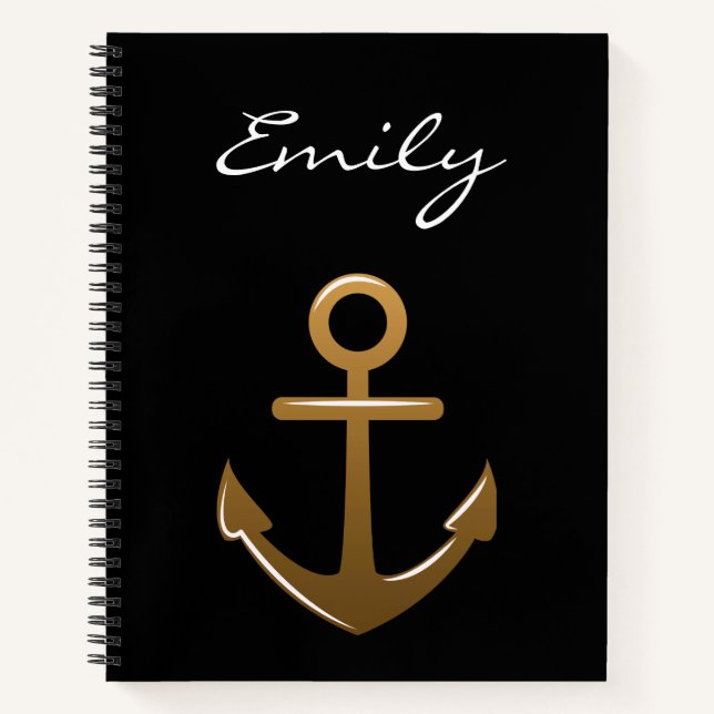 Black and Gold Anchor Notebook (Front)