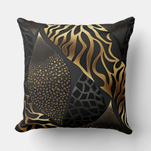 Black and Gold Animal Print (11) Throw Pillow