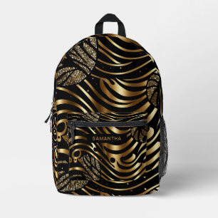Black and Gold Animal Print (5) Printed Backpack