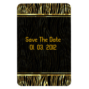 Black And Gold Animal Print  Zebra Pattern Magnet