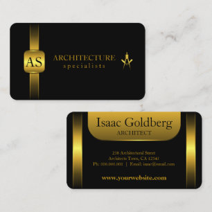 Black and Gold Architect Compass Architecture Business Card