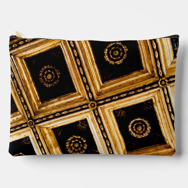 Black and Gold Architecture Accessory Pouch (Front)