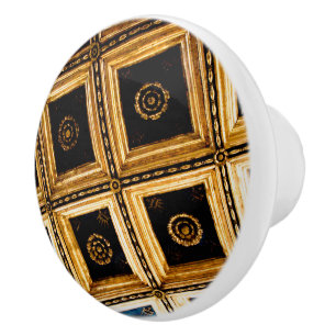 Black and Gold Architecture Ceramic Knob