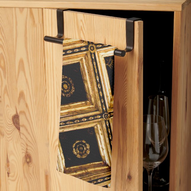 Black and Gold Architecture  Kitchen Towel (Thirds Fold)