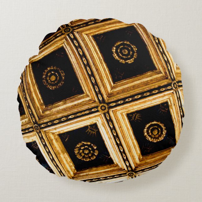 Black and Gold Architecture  Round Pillow (Front)