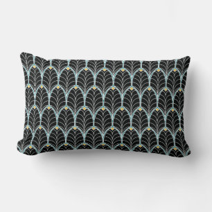 Black and Gold Art Deco 1920s Pattern Lumbar Pillow