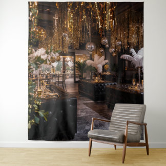 Black and Gold Art Deco Back Drop Tapestry